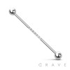 6 CZ STONES CENTER 316L INDUSTRIAL BARBELL
